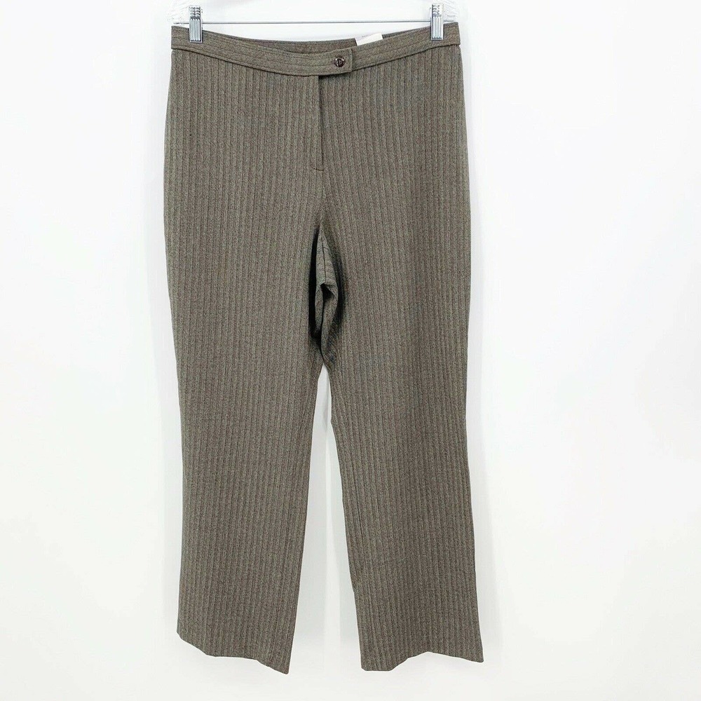 East 5th Petite Dress Pants 14P Classic Fit Zip Fly Herringbone Stripe Taupe